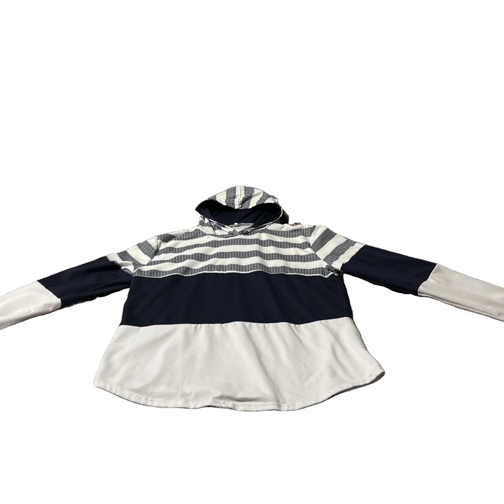 Women's Blue and White Striped Hooodie